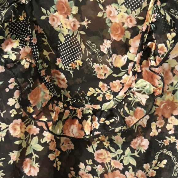 Lily White sheer black blouse with pretty … - Picture 3 of 5